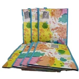 New Lot of 7 Hallmark Reusable Gift Bag Paint Splatte ( 12L × 10H × 6.5W)
